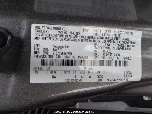 1FADP3F24EL416510 Ford FOCUS SE