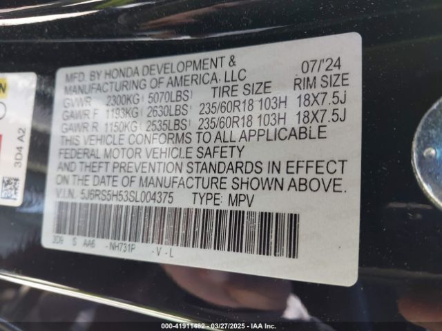 5J6RS5H53SL004375 Honda Cr-v Hybrid Sport