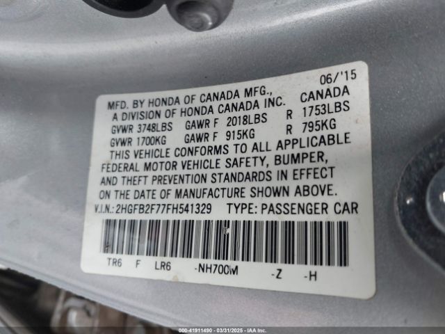 2HGFB2F77FH541329 Honda CIVIC SE