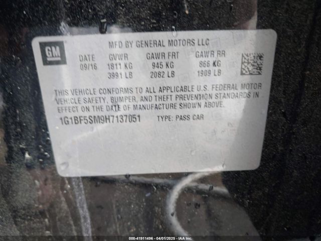 1G1BF5SM9H7137051 Chevrolet Cruze Premier Auto
