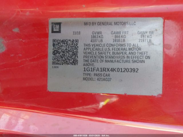 1G1FA1RX4K0120392 Chevrolet Camaro 1ls
