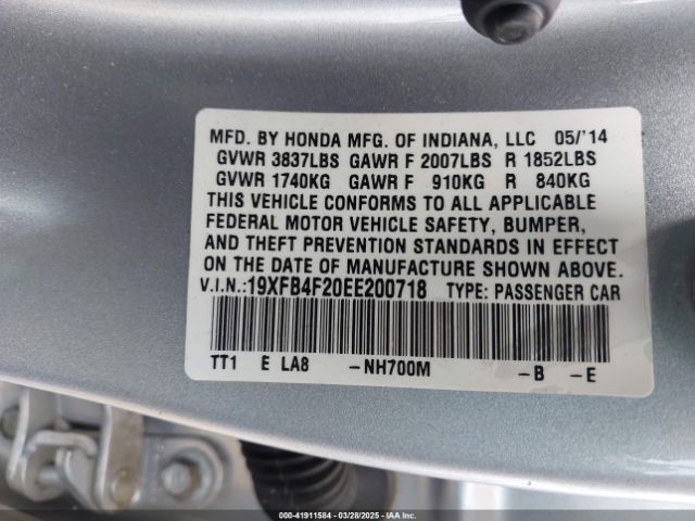 19XFB4F20EE200718 Honda CIVIC HYBRID
