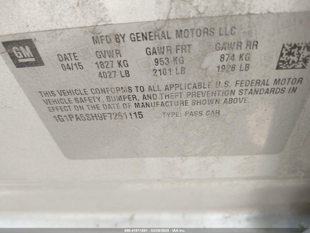 1G1PA5SH9F7261115 Chevrolet Cruze Ls Auto