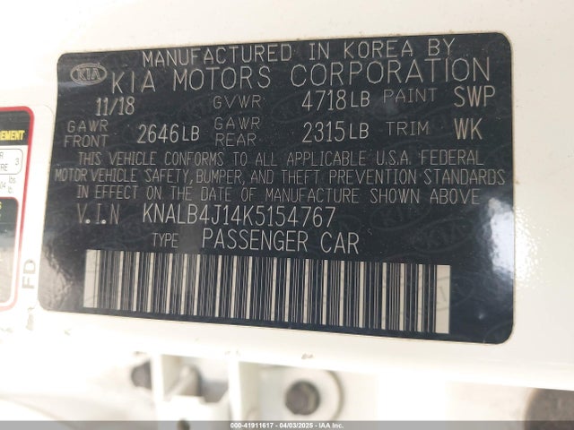 KNALB4J14K5154767 KIA gdi lambda ii