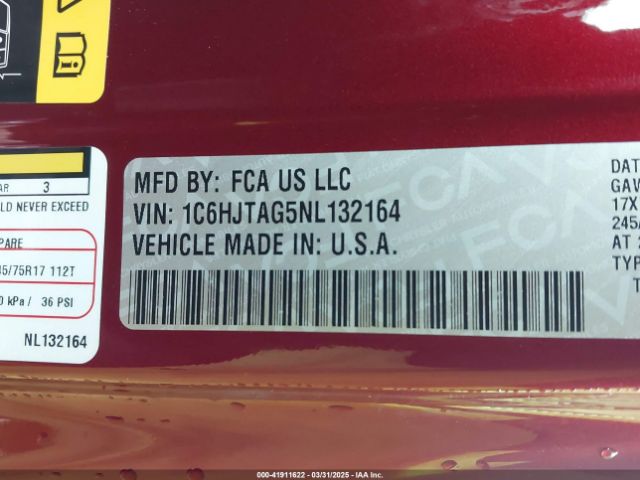 1C6HJTAG5NL132164 Jeep Gladiator Altitude 4x4