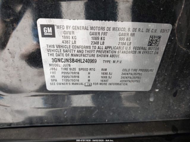 3GNCJNSB4HL240969 Chevrolet TRAX LS