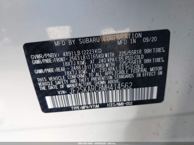 JF2SKARC8MH414562 Subaru Forester Sport