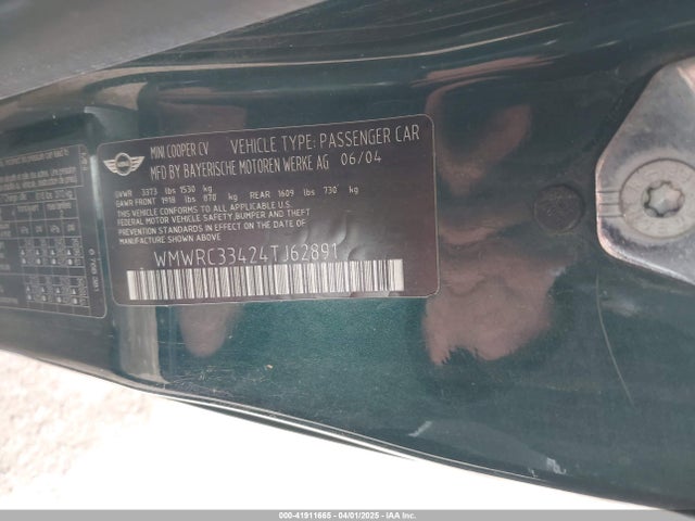 2004 MINI COOPER WMWRC33424TJ62891 Photo 8