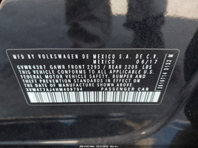 3VW4T7AJ4HM409794 Volkswagen JETTA GLI
