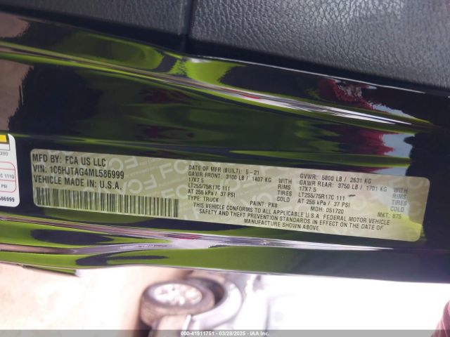 1C6HJTAG4ML586999 Jeep Gladiator Texas Trail 4x4