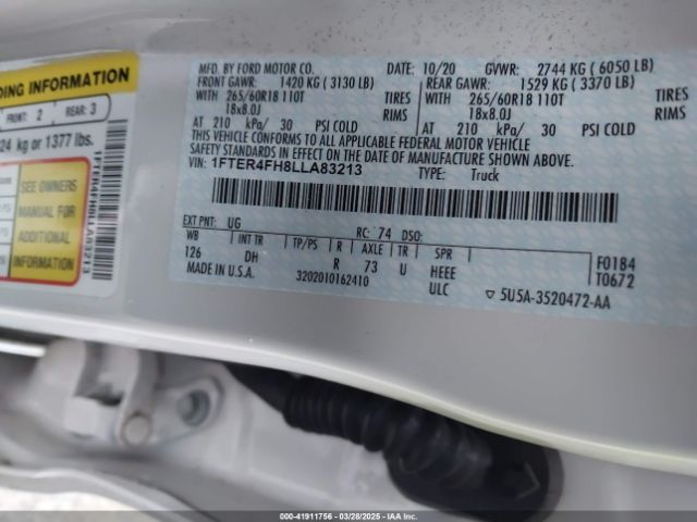 1FTER4FH8LLA83213 Ford Ranger Lariat