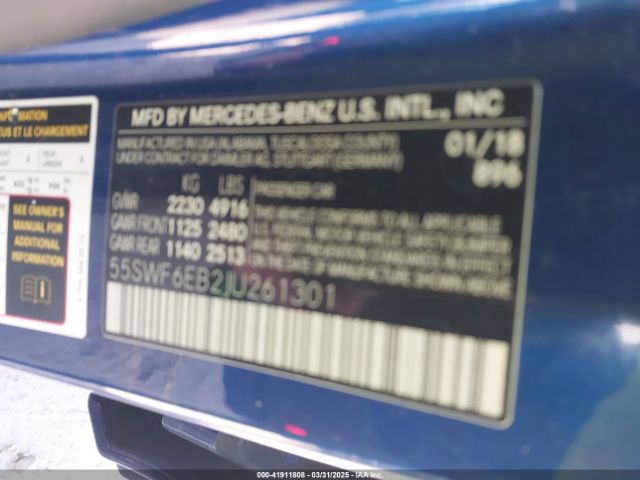 55SWF6EB2JU261301 Mercedes-Benz Amg C 43 4matic