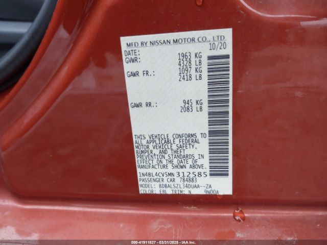 1N4BL4CV5MN312585 Nissan Altima Sr Fwd