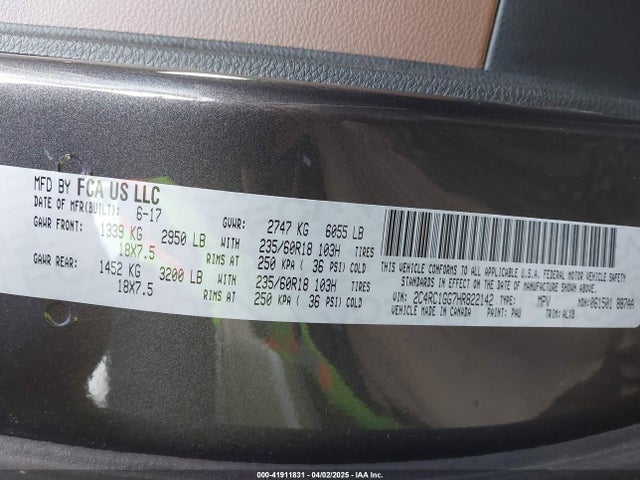 2C4RC1GG7HR822142 Chrysler Pacifica Limited