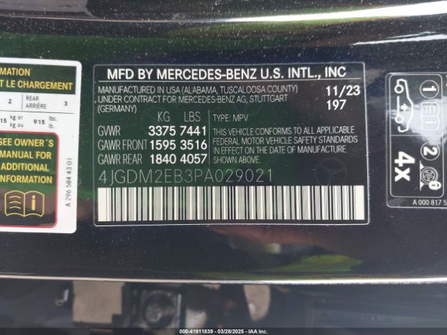 4JGDM2EB3PA029021 Mercedes-Benz Eqs 450 Suv 4matic