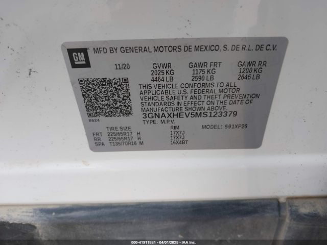 3GNAXHEV5MS123379 Chevrolet Equinox Fwd Ls