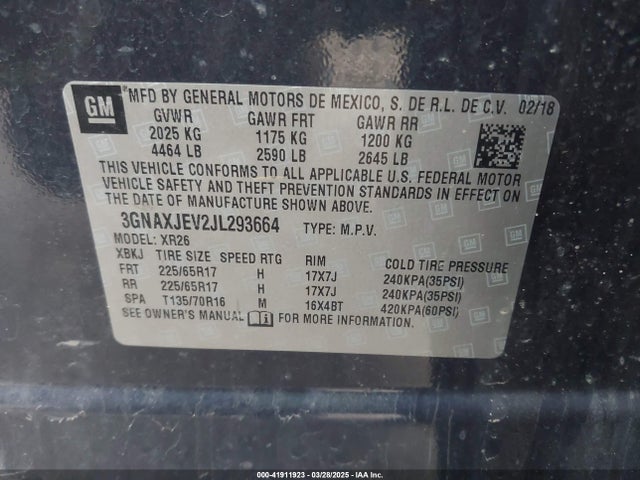 Chevrolet EQUINOX LT 2018 3GNAXJEV2JL293664 Image 9