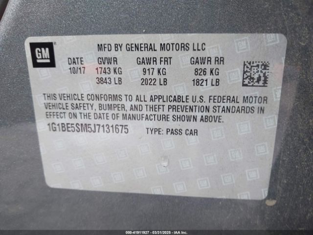 1G1BE5SM5J7131675 Chevrolet Cruze Lt Auto