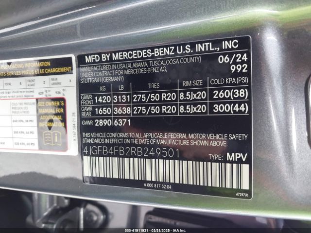 4JGFB4FB2RB249501 Mercedes-Benz Gle 350 4matic