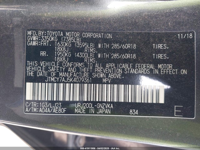 JTMCY7AJ5K4079361 Toyota Land Cruiser V8