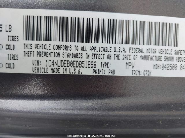 1C4NJDEB0ED851896 Jeep Compass Latitude