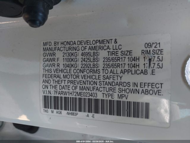 7FARW1H72ME023403 Honda Cr-v 2wd Special Edition
