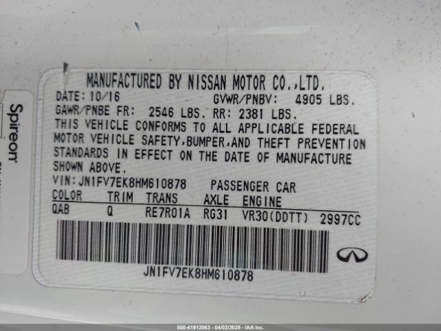 JN1FV7EK8HM610878 Infiniti Q60 3.0t Red Sport 400