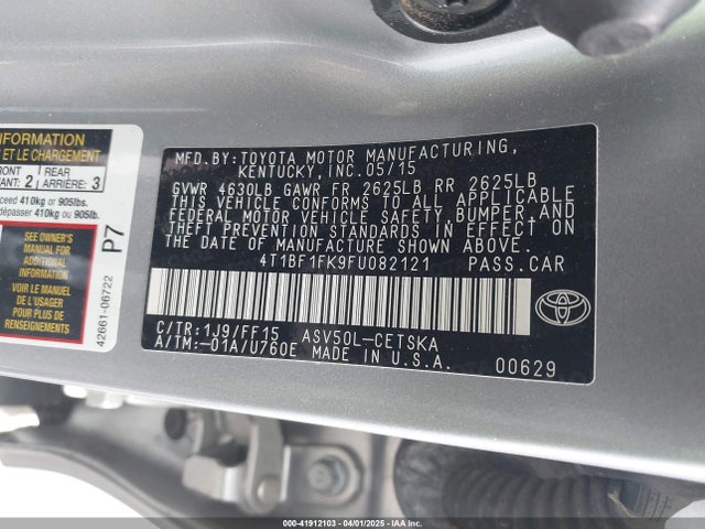 4T1BF1FK9FU082121 Toyota 2ar-fe