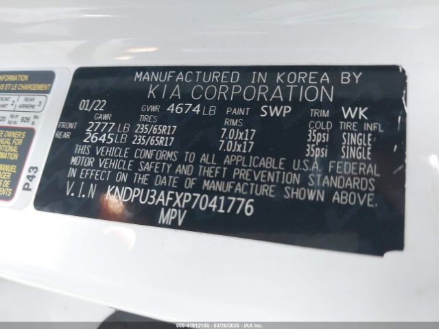 KNDPU3AFXP7041776 KIA Sportage Lx