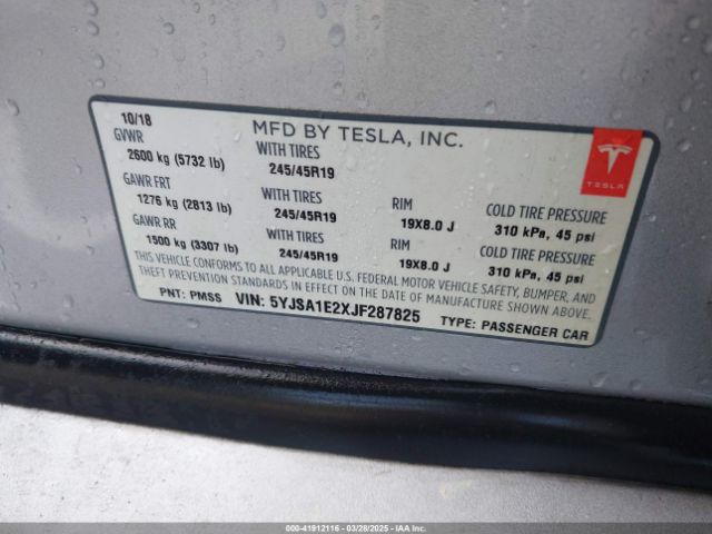 5YJSA1E2XJF287825 Tesla Model S 100d/75d/p100d