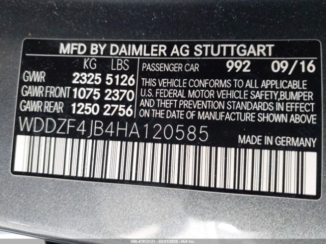 WDDZF4JB4HA120585 Mercedes-Benz E 300