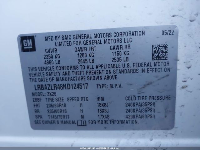 2022 BUICK ENVISION LRBAZLR48ND124517 Photo 8