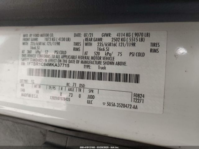 1FTBR1C84MKA37715 Ford Transit-250