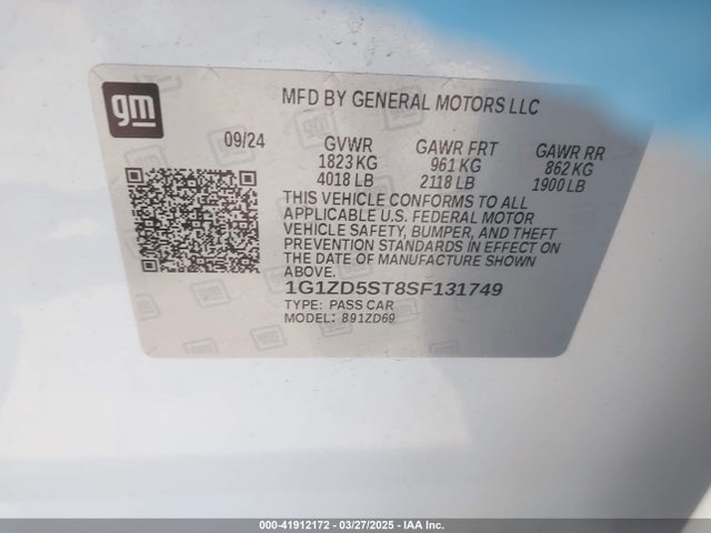 1G1ZD5ST8SF131749 Chevrolet Malibu Fwd 1lt
