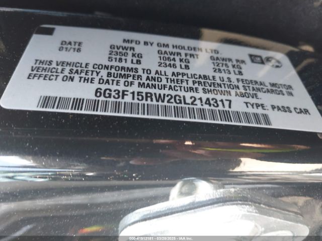 6G3F15RW2GL214317 Chevrolet SS