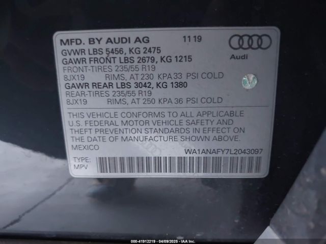 WA1ANAFY7L2043097 Audi Q5 Premium 45 Tfsi Quattro S Tronic