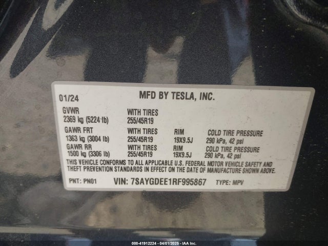 2024 TESLA MODEL Y 7SAYGDEE1RF995867 Photo 8