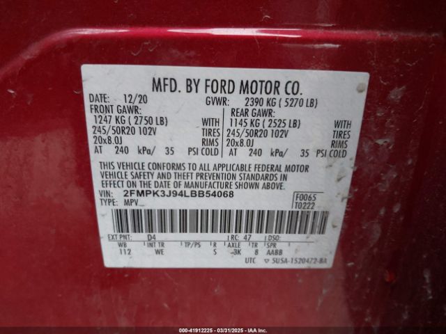 2020 FORD EDGE 2FMPK3J94LBB54068 Photo 8