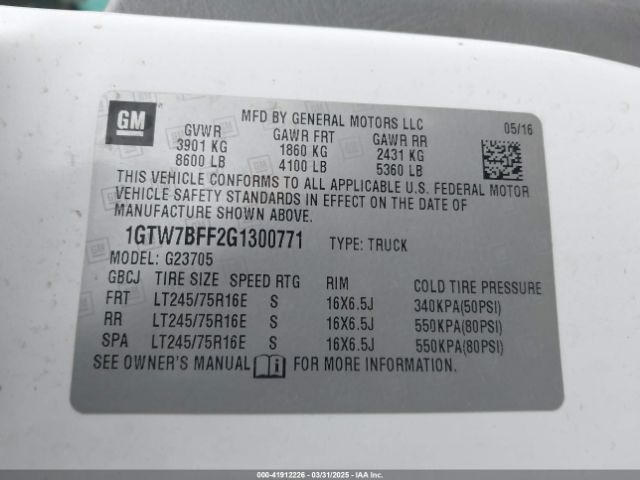 1GTW7BFF2G1300771 GMC Savana 2500 Work Van