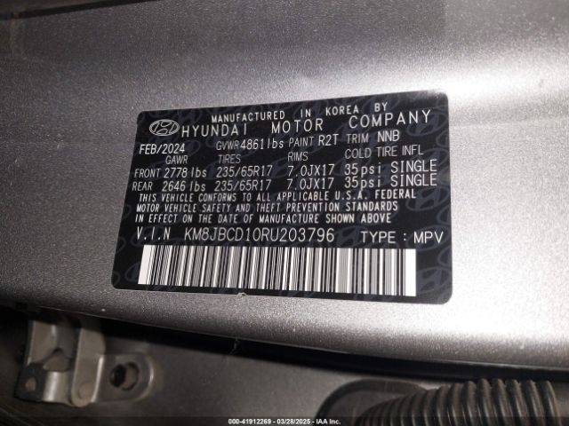 KM8JBCD10RU203796 Hyundai Tucson Hybrid Blue