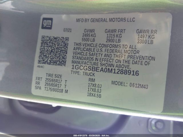 1GCGSBEA0M1288916 Chevrolet Colorado 2wd  Short Box Wt