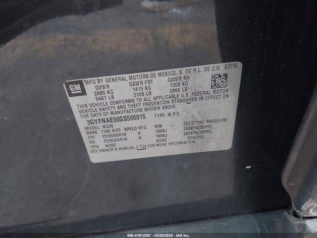 2016 CADILLAC SRX 3GYFNAE30GS506915 Photo 8