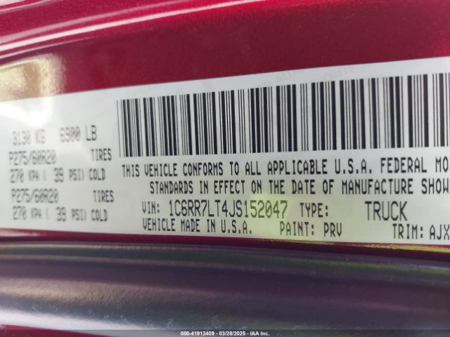 2018 RAM 1500 1C6RR7LT4JS152047 Photo 8