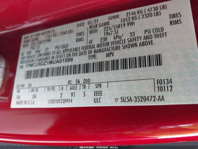 Ford Escape Titanium Hybrid 2021 1FMCU9DZ1MUA01599 Image 9