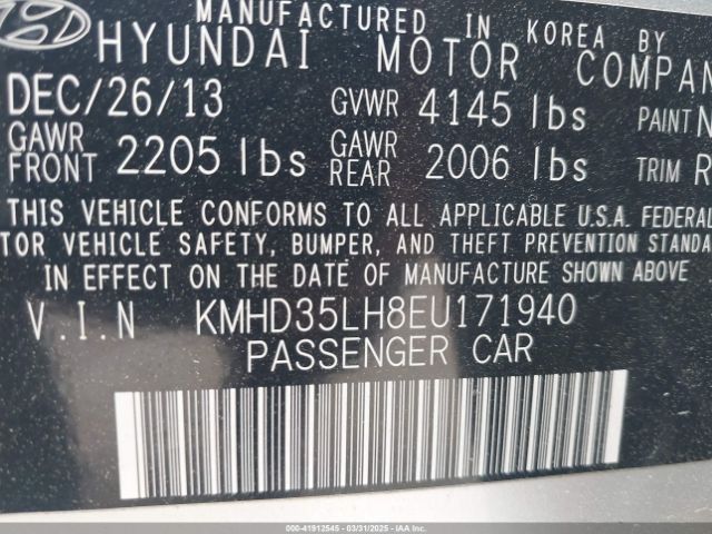 KMHD35LH8EU171940 Hyundai Elantra Gt Base W/blue