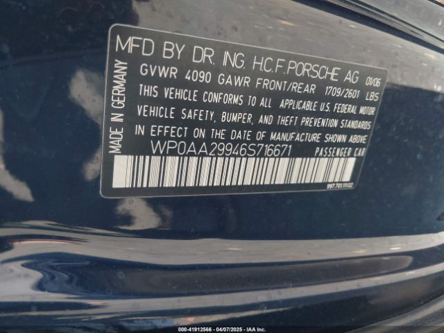 2006 PORSCHE 911 WP0AA29946S716671 Photo 8