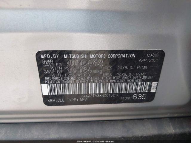 JA4J3TA8XNZ015216 Mitsubishi Outlander Es 2.5 2wd