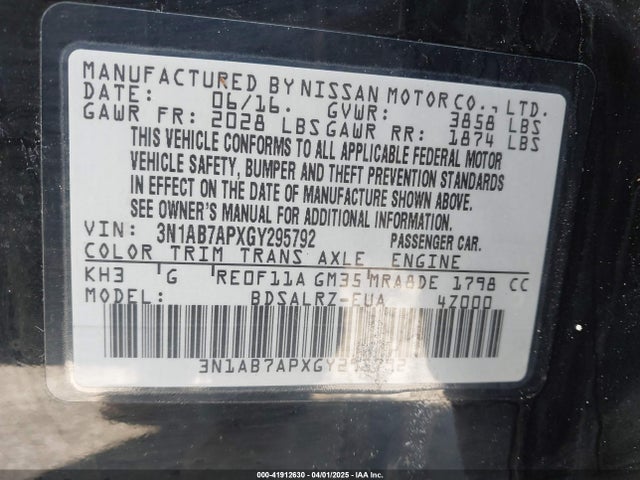 3N1AB7APXGY295792 Nissan SENTRA SR