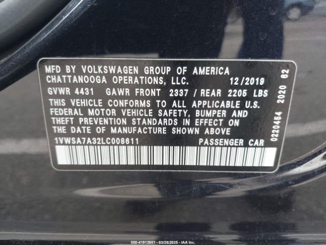 1VWSA7A32LC008611 Volkswagen Passat 2.0t Se