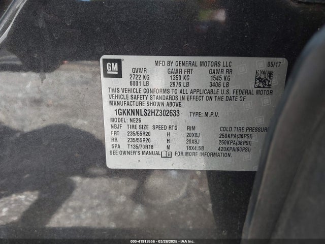 1GKKNNLS2HZ302633 GMC lgx - di: direct injection, vvt: variable valve timing, alum, gen 2